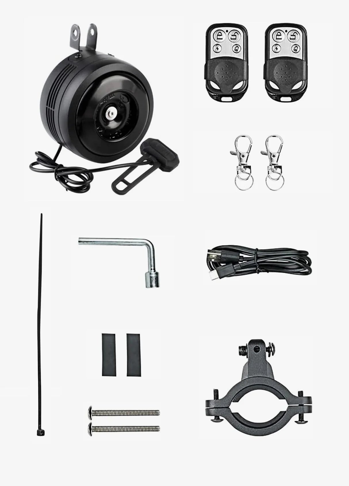 Waterproof Motorcycle Horn & Anti-Theft Alarm for electric bike with USB Charging