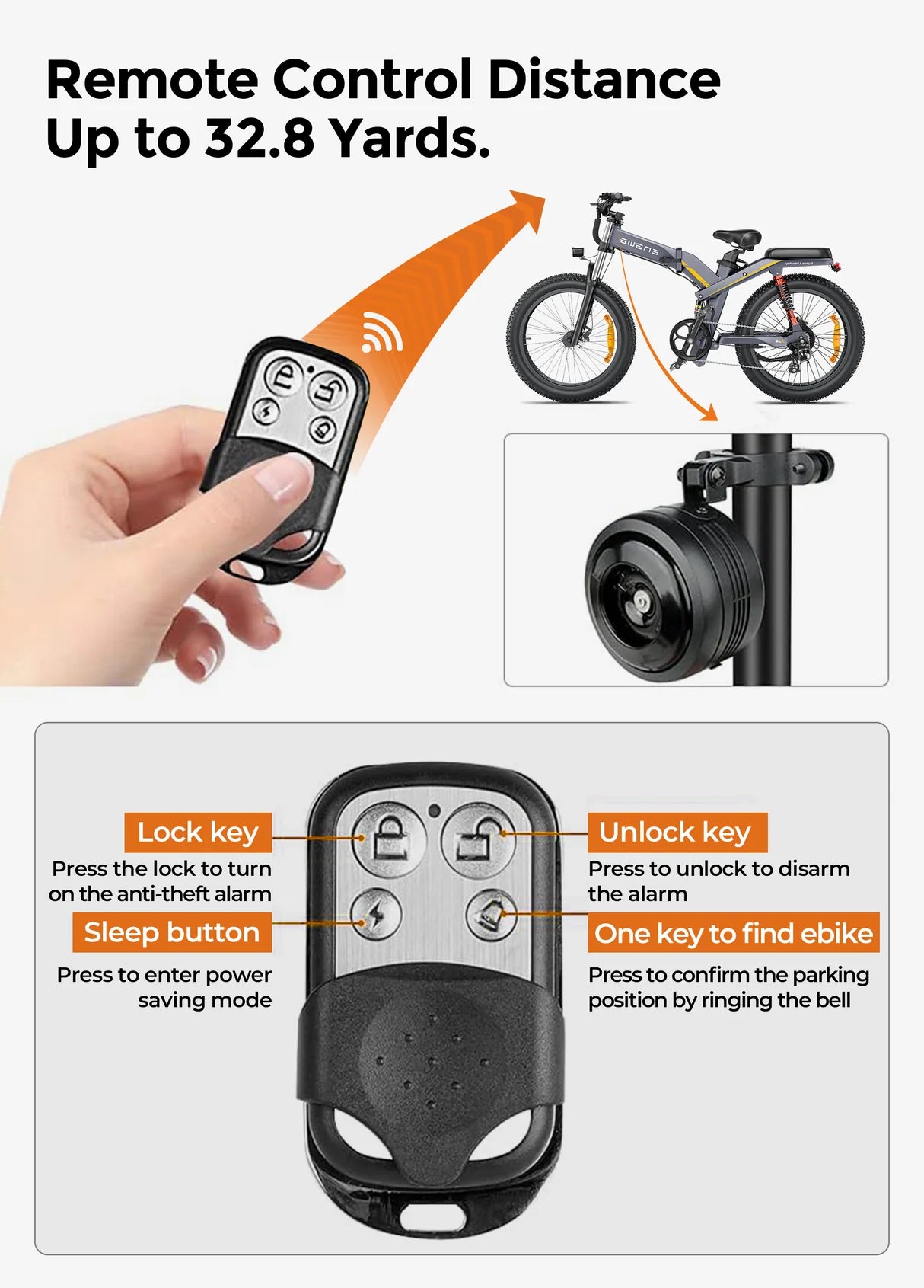 Waterproof Motorcycle Horn & Anti-Theft Alarm for electric bike with USB Charging